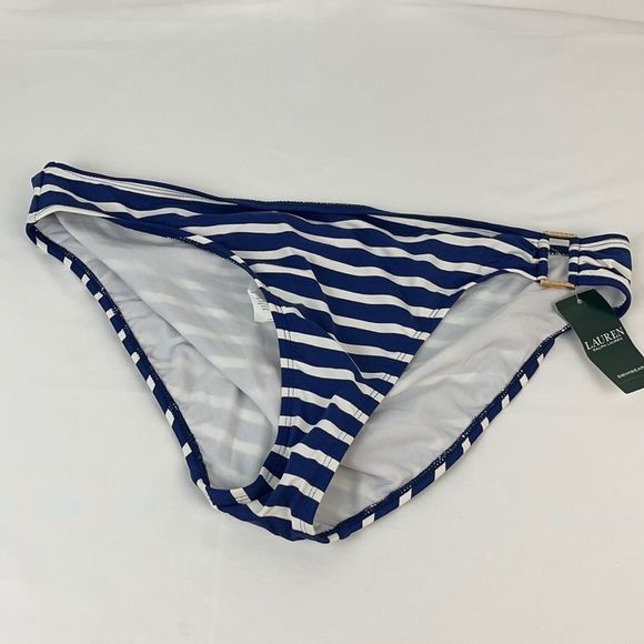Navy Blue and White Stripe Bikini Bottom Size 14 - Picture 2 of 6